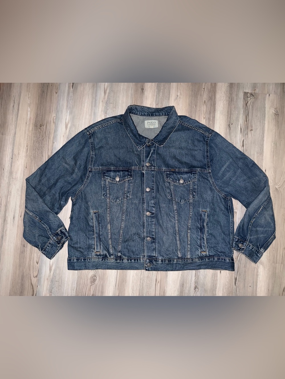 Polo Ralph Lauren Denim Trucker Jacket Mens 3XB Big Tall Dark Wash Blue Cotton